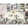 East West Furniture Avon 7-piece Wood Dinette Set in Linen White