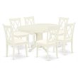 East West Furniture Avon 7-piece Wood Dinette Set in Linen White