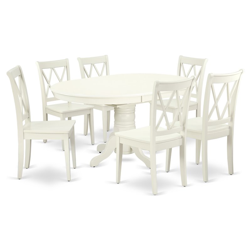 East West Furniture Avon 7piece Wood Dining Set with X back Chairs in