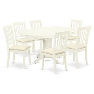 East West Furniture Avon 7-piece Wood Dining Set with Oval Table in Linen White