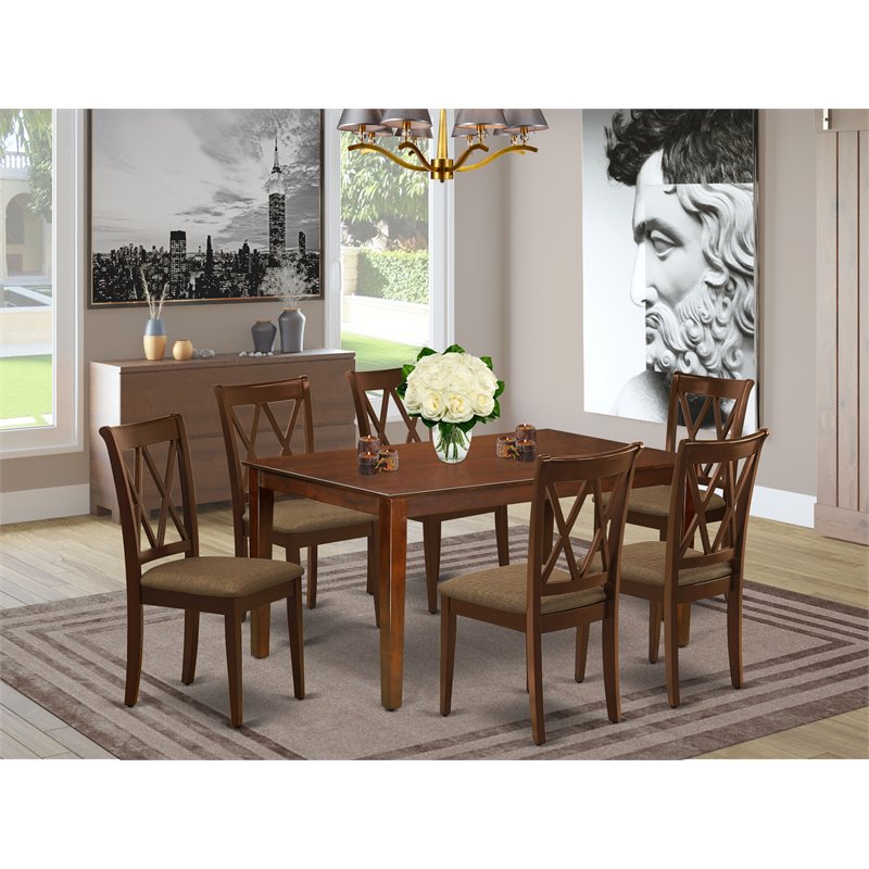 East West Furniture Capri 7-piece Traditional Wood Dinette Set in Mahogany