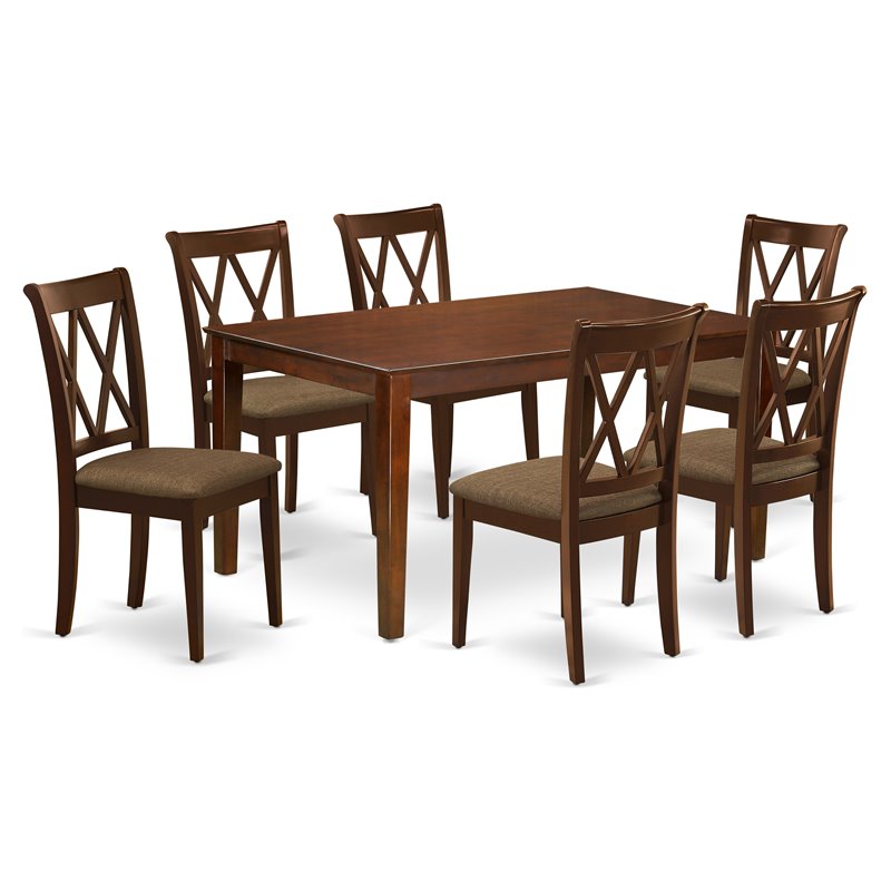 East West Furniture Capri 7-piece Traditional Wood Dinette Set in Mahogany