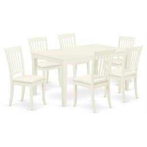 East West Furniture Capri 7-piece Wood Dinette Set in Linen White