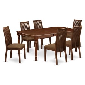 East West Furniture Dover 7-piece Traditional Wood Dinette Set in Mahogany
