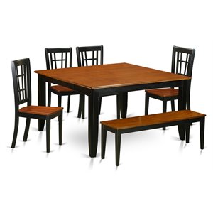 East West Furniture Parfait 6-piece Wood Dinette Set in Black/Cherry