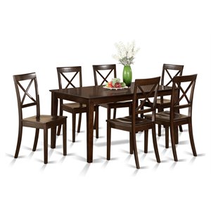 east west furniture capri 7-piece wood dining room set in cappuccino