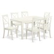 East West Furniture Capri 7-piece Wood Dining Room Set in Linen White
