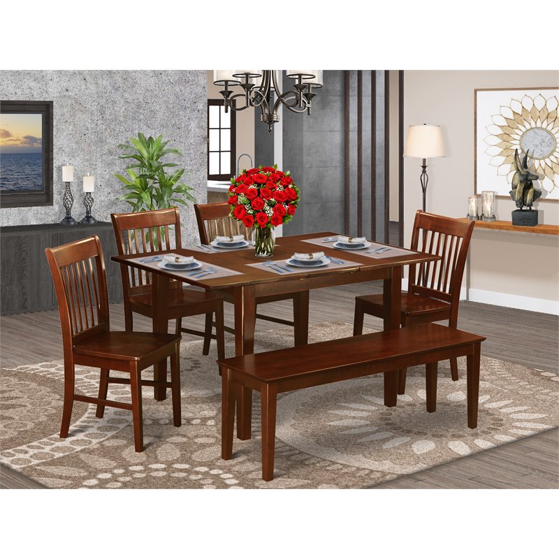 East West Furniture Picasso 6-piece Wood Dining Set in Mahogany
