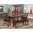 East West Furniture Picasso 6-piece Wood Dining Set in Mahogany