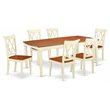 East West Furniture Dover 7-piece Wood Dining Set with X-Back Chairs in Cherry