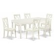 East West Furniture Dover 7-piece Wood Dining Table Set in Linen White