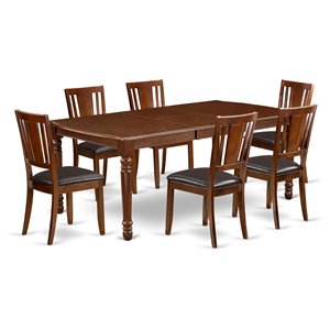 East West Furniture Dover 7-piece Wood Dining Room Set in Mahogany