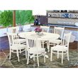 East West Furniture Avon 7-piece Wood Kitchen Table and Chair Set in Linen White