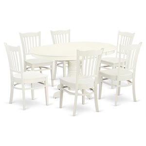 East West Furniture Avon 7-piece Wood Kitchen Table and Chair Set in Linen White