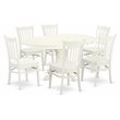 East West Furniture Avon 7-piece Wood Kitchen Table and Chair Set in Linen White