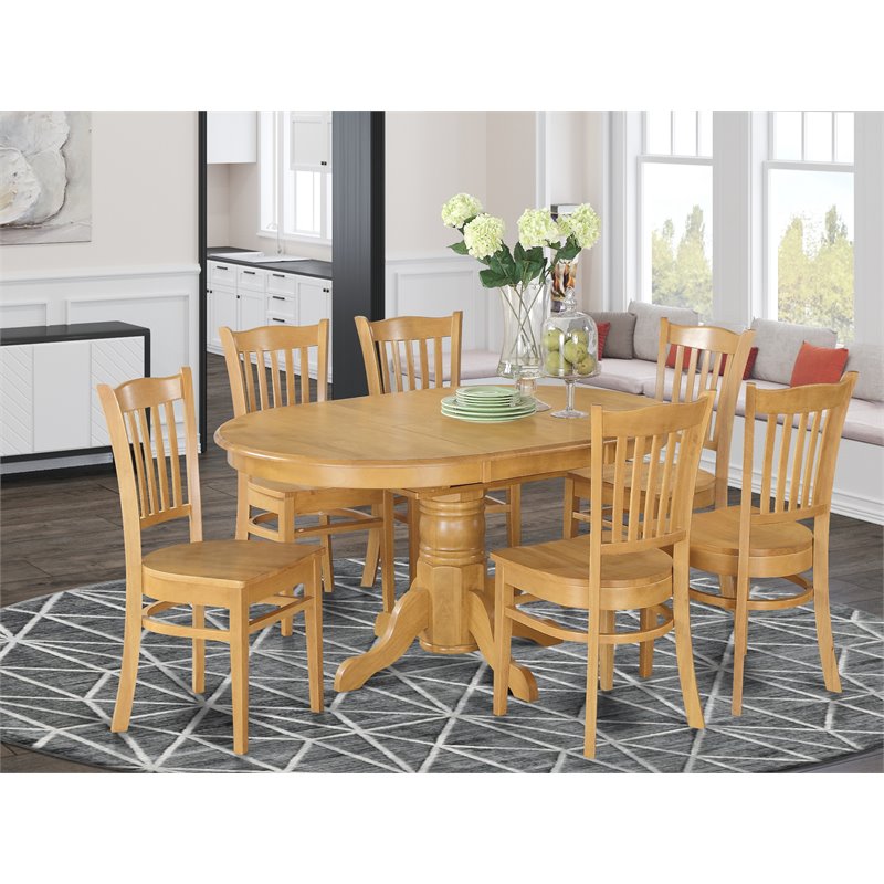 East West Furniture Avon 7-piece Traditional Wood Dining Set in Oak