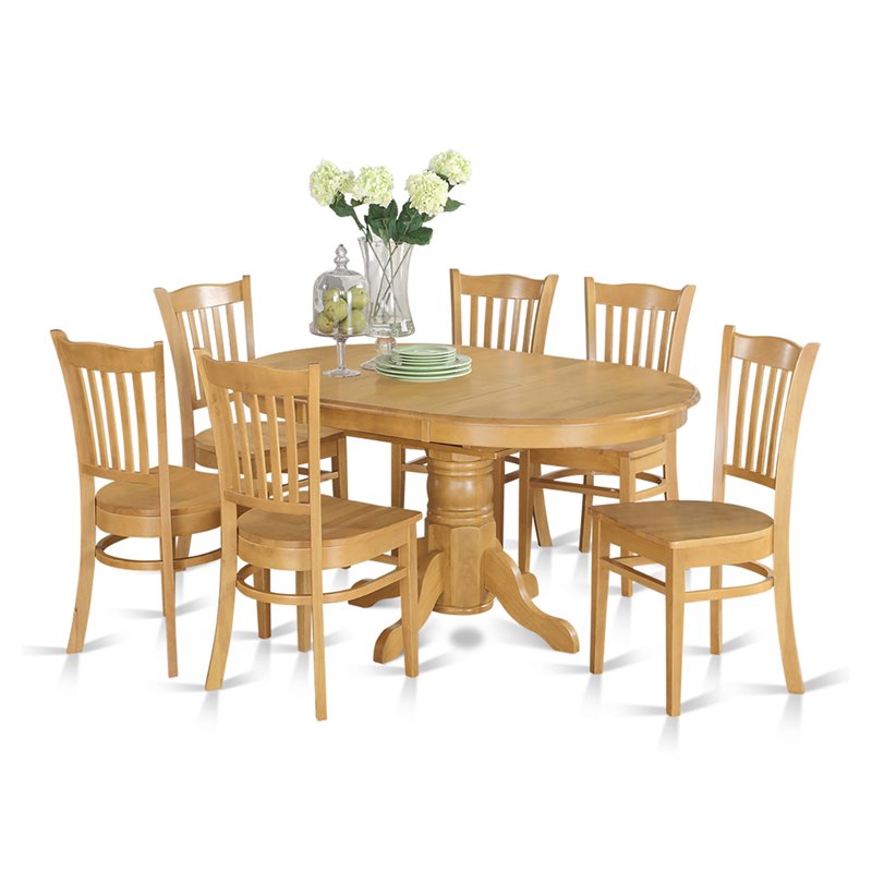 East West Furniture Avon 7-piece Traditional Wood Dining Set in Oak