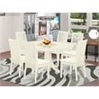 East West Furniture Avon 7-piece Wood Dinette Table Set in Linen White