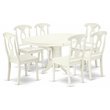 East West Furniture Avon 7-piece Wood Dining Room Set in Linen White