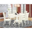 East West Furniture Avon 7-piece Wood Dining Table Set in Linen White