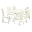 East West Furniture Avon 7-piece Wood Dining Table Set in Linen White