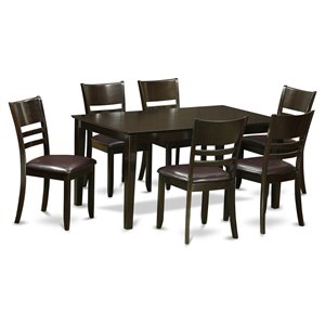 East West Furniture Capri 7-piece Wood Dining Table and Chairs in Cappuccino