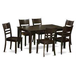 East West Furniture Capri 7-piece Wood Table and Dining Chair Set in Cappuccino