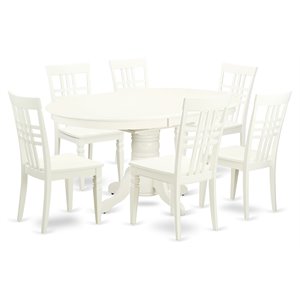 East West Furniture Avon 7-piece Wood Dining Table and Chair Set in Linen White