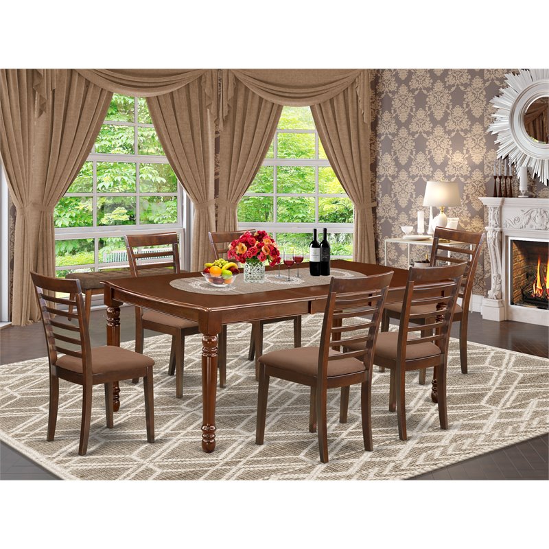 East West Furniture Dover 7-piece Traditional Wood Kitchen Set in Mahogany