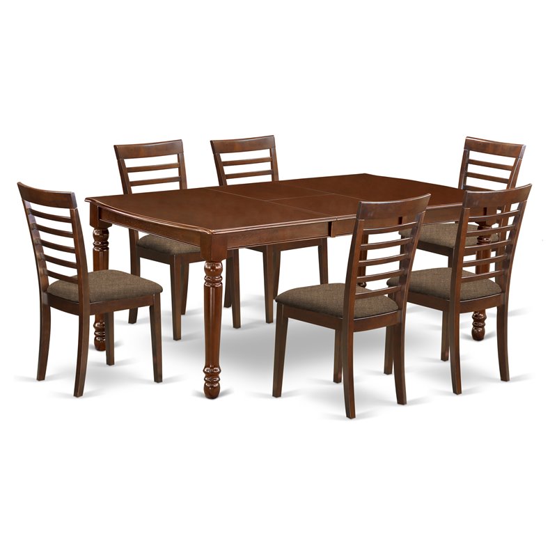 East West Furniture Dover 7-piece Traditional Wood Kitchen Set in Mahogany