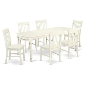 east west furniture dover 7-piece wood kitchen table set in linen white