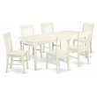 East West Furniture Dover 7-piece Wood Kitchen Table Set in Linen White