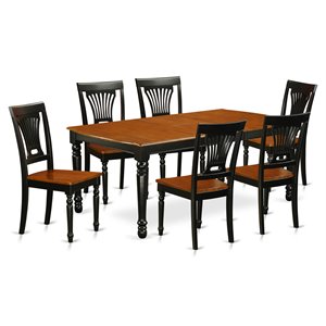 East West Furniture Dover 7-piece Wood Table and Dining Chairs in Black/Cherry