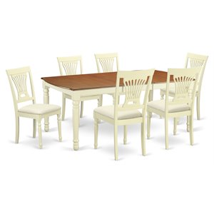 East West Furniture Dover 7-piece Wood Dining Room Set in Buttermilk/Cherry