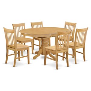 East West Furniture Avon 7-piece Traditional Wood Dining Table Set in Oak