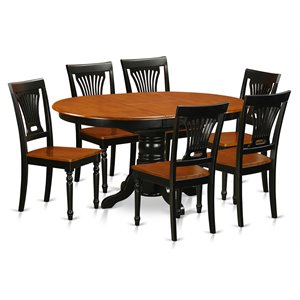 East West Furniture Avon 7-piece Wood Table and Dining Chair Set in Black/Cherry