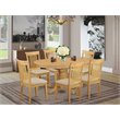 East West Furniture Avon 7-piece Wood Dining Table and Chairs in Oak