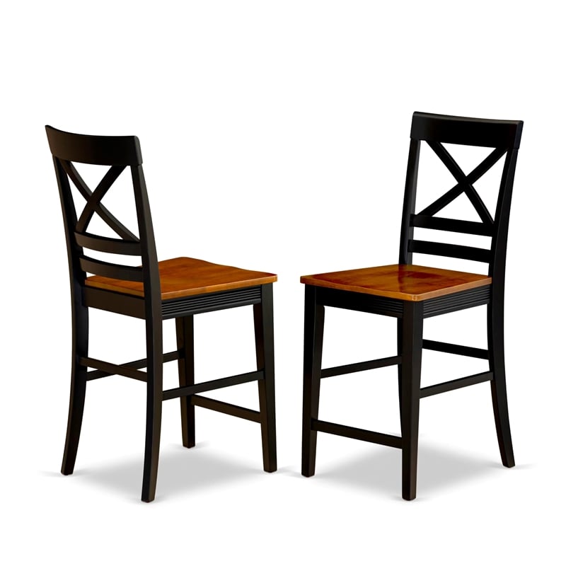 East West Furniture Avon 7-Piece Wood Dining Set in Black/Cherry