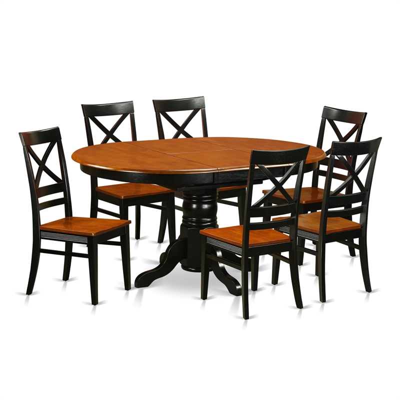 East West Furniture Avon 7-Piece Wood Dining Set in Black/Cherry