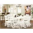 East West Furniture Avon 7-piece Wood Kitchen Table and Chairs in Linen White