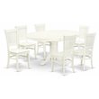 East West Furniture Avon 7-piece Wood Kitchen Table and Chairs in Linen White