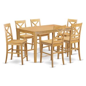 East West Furniture Capri 7-piece Wood Table and Dining Chair Set in Oak