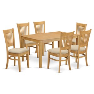 East West Furniture Capri 7-piece Wood Table and Dining Chairs in Oak