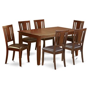 East West Furniture Dudley 7-piece Wood Dining Table and Chair Set in Mahogany