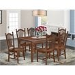 East West Furniture Dudley 7-piece Wood Table and Kitchen Chair Set in Mahogany