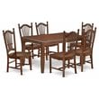 East West Furniture Dudley 7-piece Wood Table and Kitchen Chair Set in Mahogany