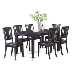 East West Furniture Dudley 7-piece Wood Dining Table and Chair Set in Black