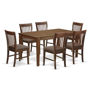 East West Furniture Capri 7-piece Wood Dining Table Set with Chairs in Mahogany