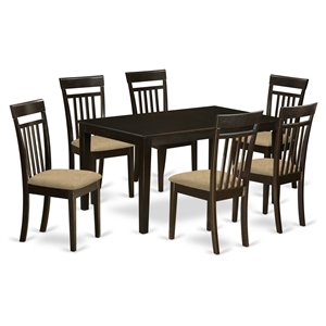East West Furniture Capri 7-piece Wood Table and Dining Chairs in Cappuccino
