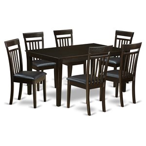 East West Furniture Capri 7-piece Wood Chair and Dining Table Set in Cappuccino